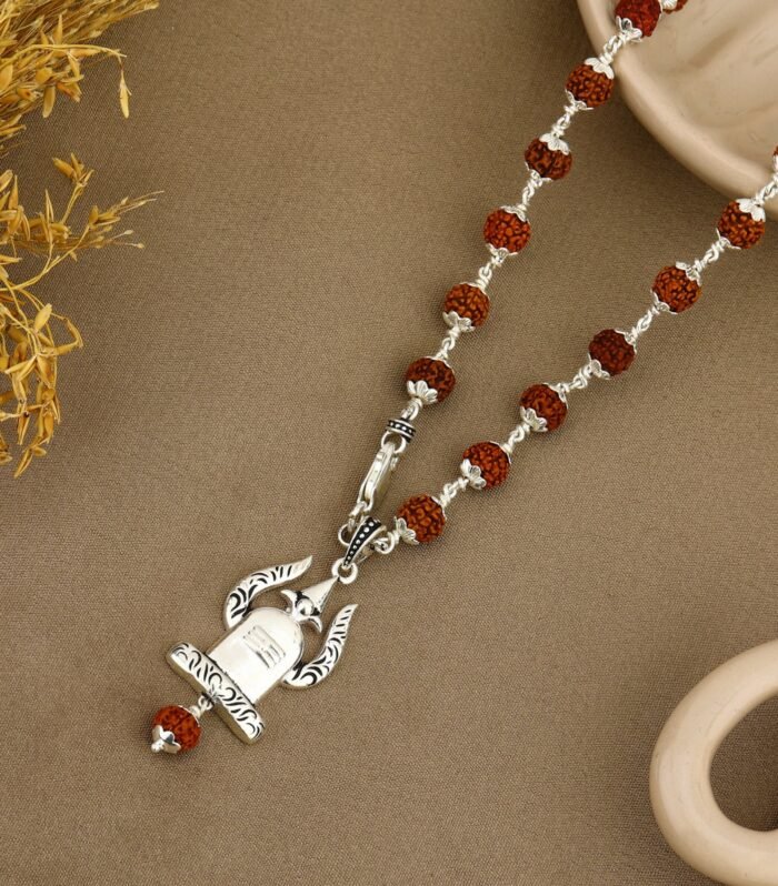 Shivling Rudraksha Silver Pendant