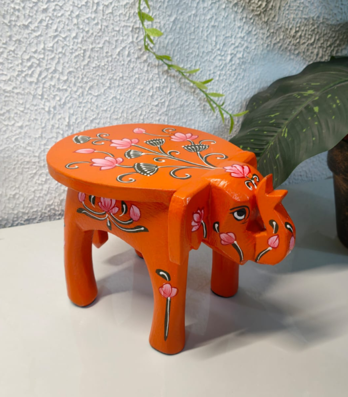 Handpainted Wooden Elephant Stool