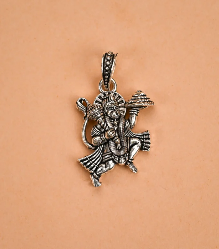Lord hanuman flying Silver Pendant