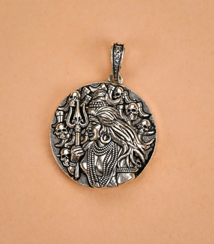 Lord Shiva holding a trident Silver Pendant