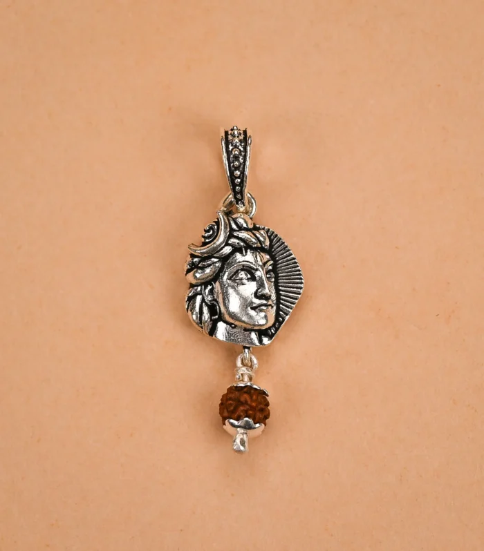 Lord Shiva With Rudraksha Silver Pendant